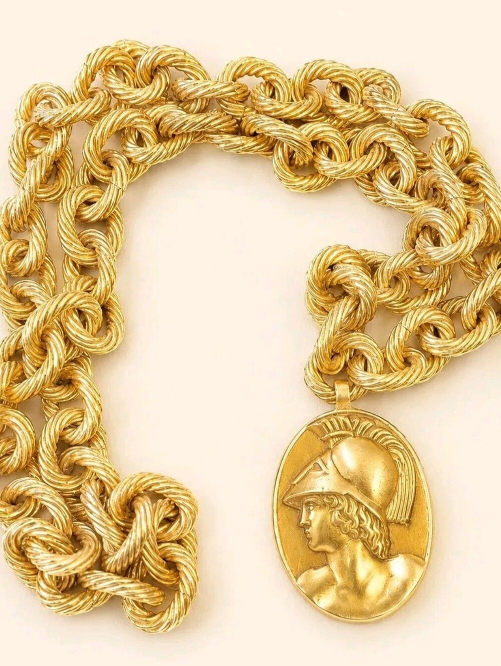 Vintage MMA Metropolitan Museum of Art Gold Tone Athena Medallion Necklace